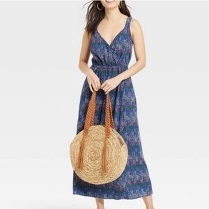 Women’s Sleeveless Cross Straps Back Universal Thread Navy Multi Color Size XS